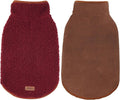 cyeollo Warm Dog Coat Fleece Sherpa Reversible Winter Sweater Coats, Turtleneck Cold Weather Dog Jacket Vest for Small Dogs with Leash Hole, Burgundy, S