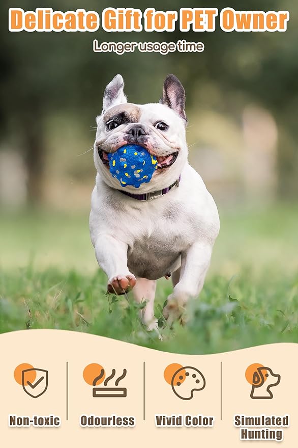 1.96'' Dog Balls for Dogs Aggressive Chewers Indestructible Tennis Durable Bouncy Interactive Dog Toy Balls for Fetch Game Floating Training(Blue Small)