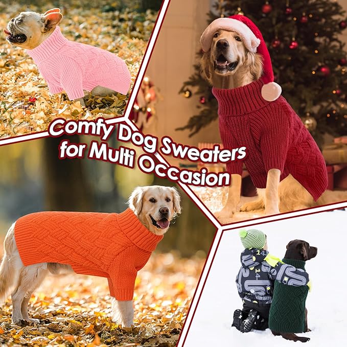 AOFITEE XL Dog Sweater, Dog Sweater Large Size Dogs, Large Dogs Sweaters for Female Male, Turtleneck Thick Warm Knitted Winter Fall Pet Sweatshirt, Solid Pet Halloween Costume (Grey, XLarge)
