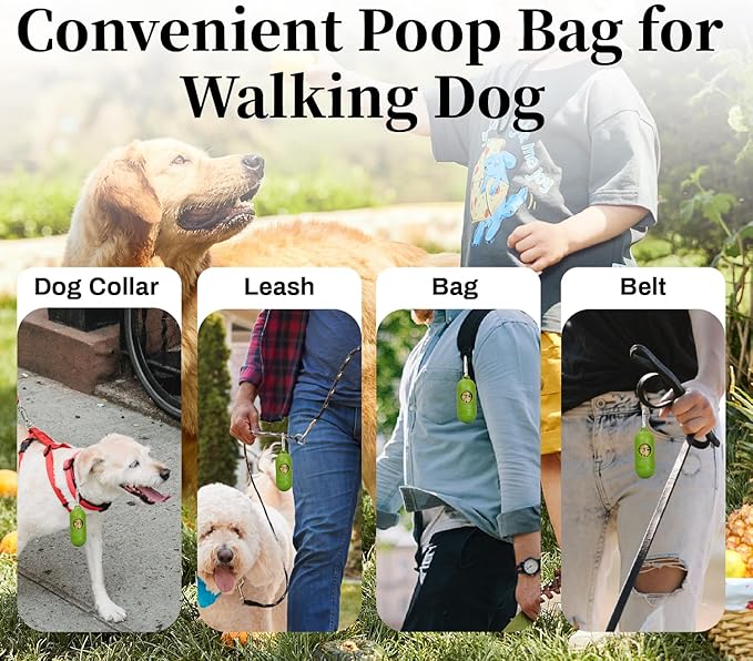 270 Counts Dog Poop Bags Rolls with Dispenser & Leash Clip, Scented Poop Bags for Dogs Waste, Extra Thick & Leak Proof for Poop Doggie Puppy Pet Waste, 9" x 13", Dark Khaki
