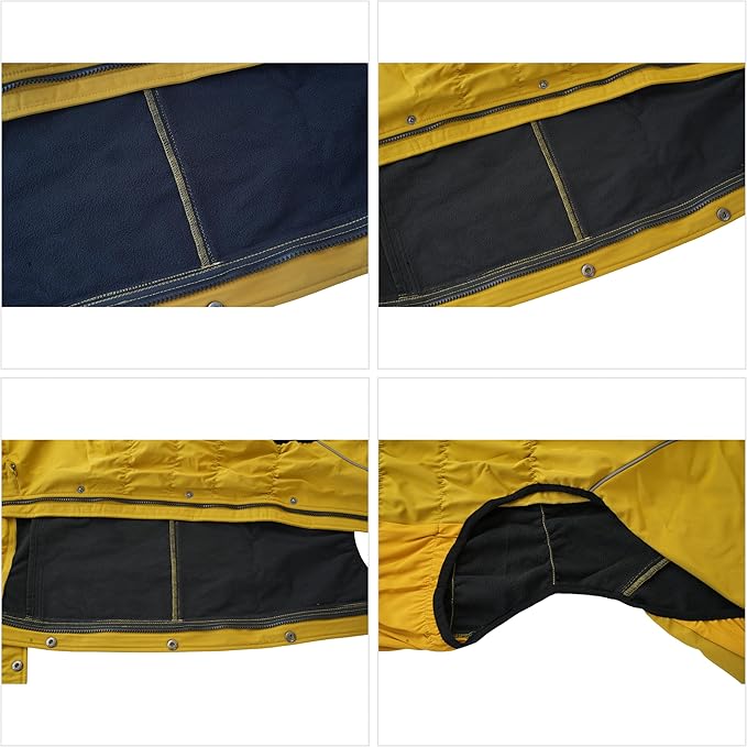 LOVELONGLONG Fleece-Lined Dog Raincoat with Removable Hood – Waterproof Winter Full Body Dog Jacket – Windproof Snowproof Cold-Weather Suit – Yellow-F L