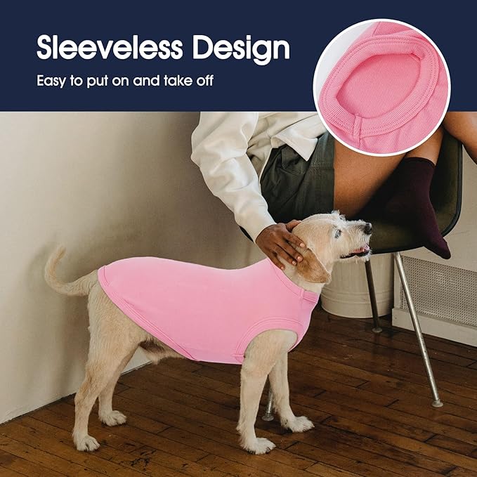 IECOii 2 Pack Summer Dog Clothes for Large Dogs,Breathable Stretchy Pet T-Shirts Lightweight Tank Top Sleeveless Vest for Outdoor Sun Protection - Fit for Large Breeds Labrador,Pink+Stripes,3XL