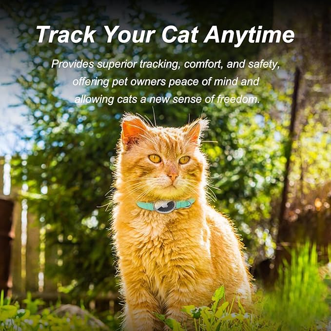 AirTag Cat Collar,Ultra Elastic Cat Tracker Collar with Apple Air Tag Holder, [Lightweight][Scratch Resistant] Stepless Adjustable GPS Pet Collar for Cats Kittens (Green)