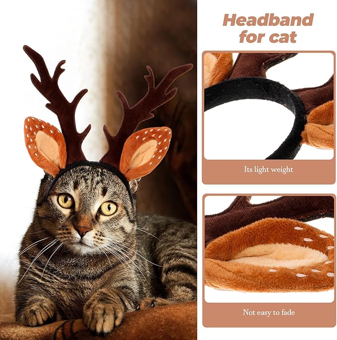 Christmas Halloween Pet Headband for Dog Cat Pet Elastic Band Adjustable,Costume Accessory for Cats and Kittens Comfortable Non-deformable for Holiday Season and Photography - Size S