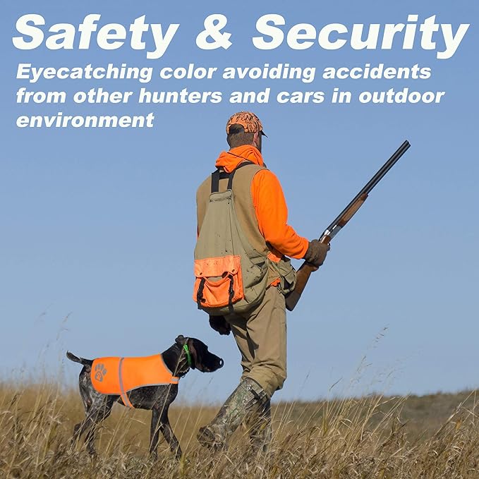 Dog Vest, Blaze Orange Hunting Vest, Safety Reflective Dog Jacket, Chaleco Reflectante para Perros, High Visibility and Safety from Hunters, Cars and Other (Blaze Orange, M)