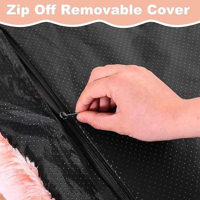 Bedfolks Waterproof Dog Crate Bed, Plush With Removable Washable Cover, Faux Fur Pad for Small Dogs and Cats, Fluffy Kennel 21"x13", Pink