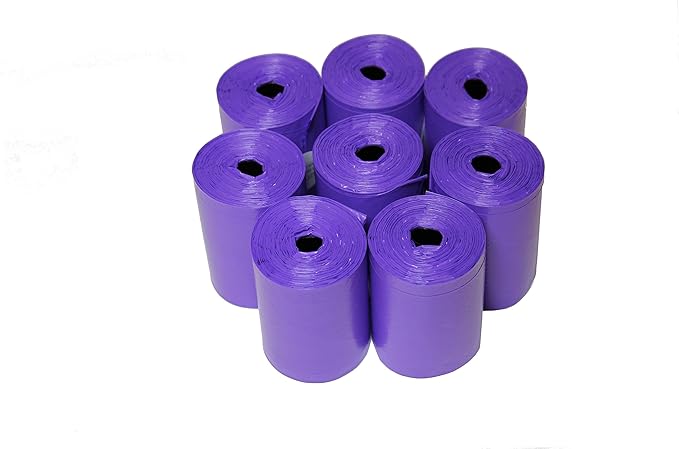 120 Easy Open & Strong Leak-Proof Poop Bags Dog Waste Bags 13.25 x 9" Made in USA .Bags are easier to tie than standard 12 inch bags (Purple)