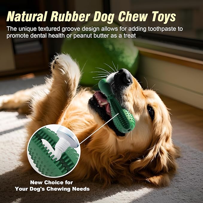 Chew Toys for Dog, Rubber Durable Dog Toys for Aggressive Chewers, Interative Indestructible Toy,Teeth Clean Chew Toys for Medium Large Breed (Forest Green)