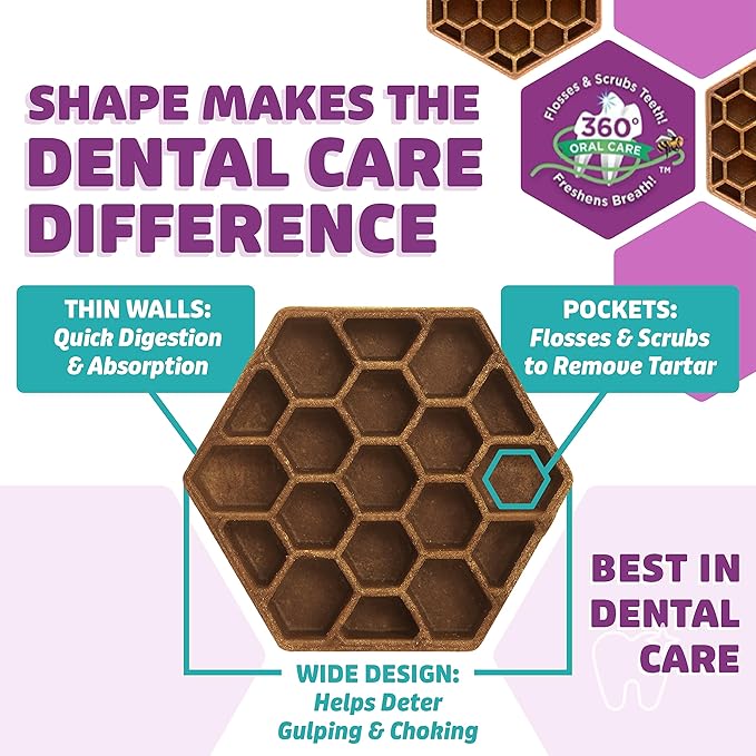 Yummy Combs Dog Dental Treats – Vet VOHC Approved – Delicious Chicken Protein – Removes Tartar with Cleaning Comb Shape – Dental Dog Treats for Large Dogs (24oz, 18 Count)