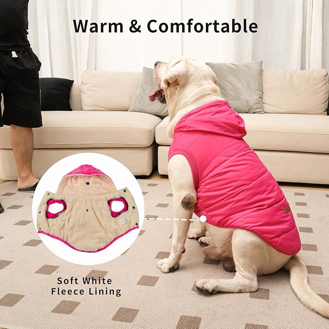 Fleece Lining Extra Warm Dog Hoodie in Winter for Small Dogs Jacket Puppy Coats with Hooded Pink M