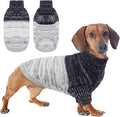 Queenmore Knitted Pullover Dog Sweater, Turtleneck Pet Cat Sweater, Cold Weather Puppy Clothes Stitching Knitwear with Leash Hole for Small Medium Dogs(Blue,M)