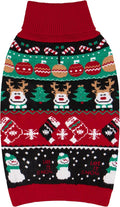 cyeollo Dog Christmas Sweater, Turtleneck Dog Sweaters for Small Dogs Girl & Boy Soft Pollover Doggy Clothes with Leash Hole Xmas Doggie Costumes, XL