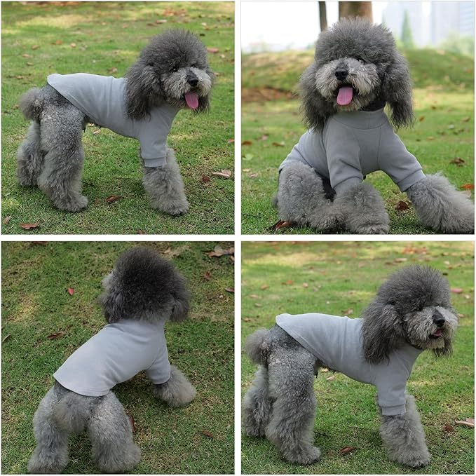 Lovelonglong Ribbed Dog T-Shirt Cotton Knitted Dog Sweaters for All Season Pet T-Shirts for Large Medium Small Dogs Dark Gray XL