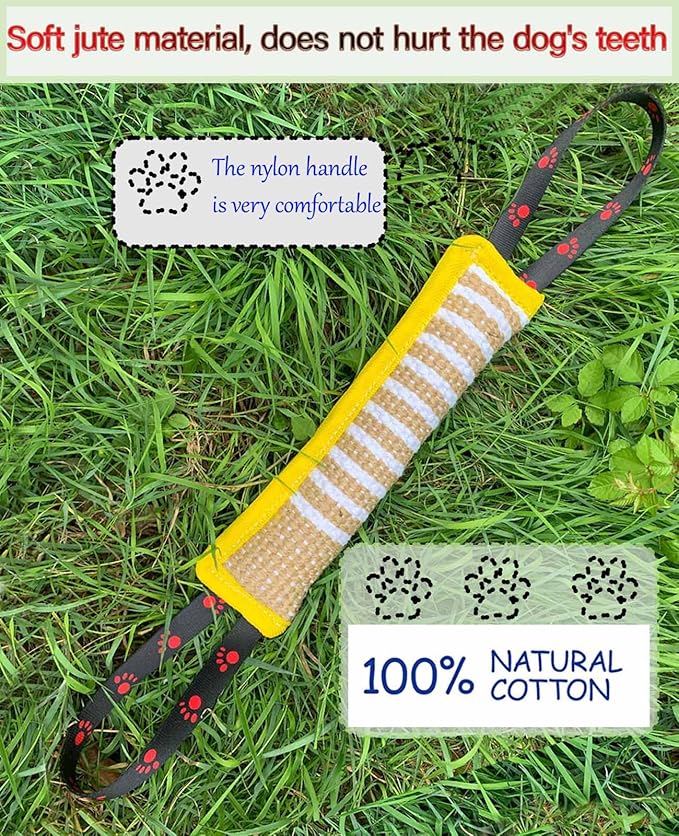Clysoru Dog Tug Toy Jute Bite Pillow Training Equipment for Puppy to Large Dogs Interactive