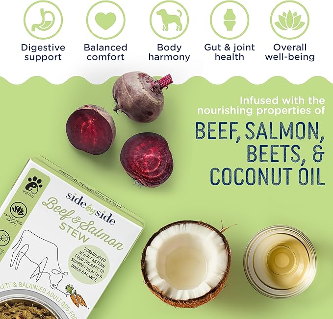 Side by Side Pork & Rabbit | Beef & Salmon Stew - Wet Dog Food & Dog Food Topper for All Breeds - Made with Nutrients & Whole Raw Ingredients - No Artificial Additives or Fillers (12.5 oz, 4-Pack)