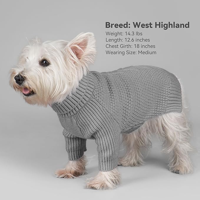 cyeollo 4XL Dog Sweater,Knitwear Pullover Sweaters Turtleneck Fall Winter Dog Clothes Sweaters for Large Dogs Male, Grey XXXXL