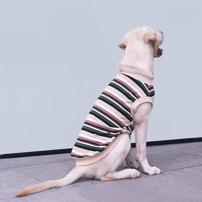 Extra Large Dog T Shirts Clothes Sleeveless Tank Top Vest for Labrador Rottweiler Great Dane, Khaki 2X-Large
