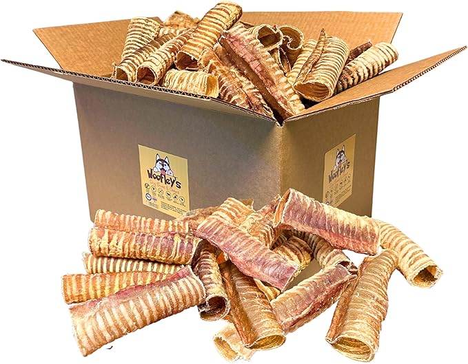 Woofley's Beef Trachea - (6 Inch 100 Pack) - Trachea Treats for Dogs - Natural Source of Glucosamine and Chondrotin for Joint Health - 100% Natural Beef Windpipe for Dogs
