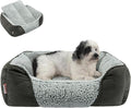 Miguel Washable Dog Bed with Removable Cushion for Medium Small Dogs, Easy to Wash Pet Sofa Bed with Side, Rectangle Bolster Cat Bed Calming Cuddle Puppy Bed with Anti-Slip Bottom, Gray 25 Inch