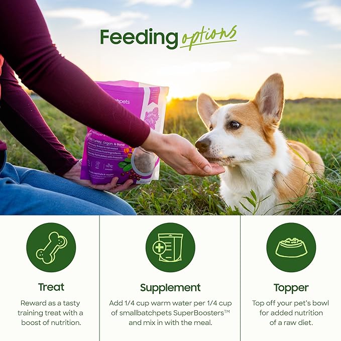 smallbatch Freeze Dried Dog Treats, Superfood Food Topper Beef Bites for Dogs & Cats, Probiotics, Organic Ingredients, High Protein, Grain Free Healthy Treat Food Topper, Made in The USA, 7 oz Bag