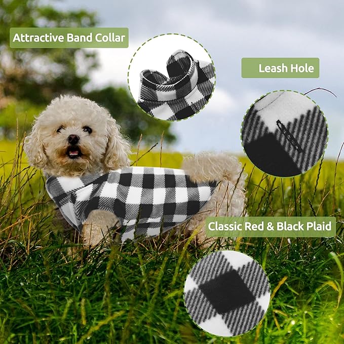 Kama Bridal Dog Spring Autumn Winter Coat Pullover Fleece Vest for Cats & Dogs - Thin Sweater, Black & White Plaid (Black, XXS)