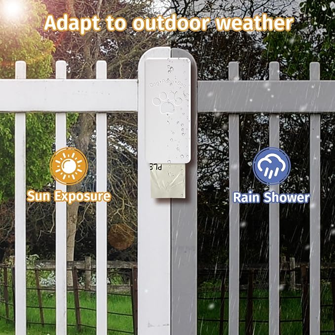 Dog Poop Bag Dispenser, Wall-Mounted Dog Bag Dispenser Outdoor or Indoor for Doggy and Pets, White Poop Holder for Yard and Park, Included 4 Rolls (60 Bags)