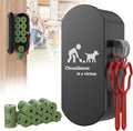 Dog Poop Bag Dispenser Wall Mount with 2Pcs Holders and 8 Rolls of Waste Bag,Magnetic Door Closure,Metal, Corrosion-resistant,High capacity,Dark Gray,Suitable for Outdoor, Indoor, Raising Puppies