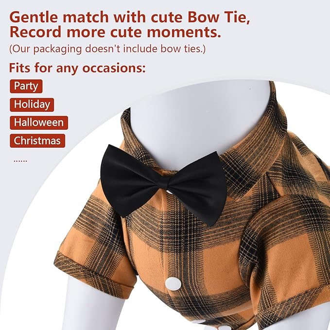 Koneseve Dog Shirt Plaid Dog Clothes for Small Dogs Boy Girl Cat Clothes Soft Puppy Outfit Adorable Pet T-Shirts Kitten Grid Costume Apparel Thanksgiving Christmas Clothing (Yellow; 2XL)