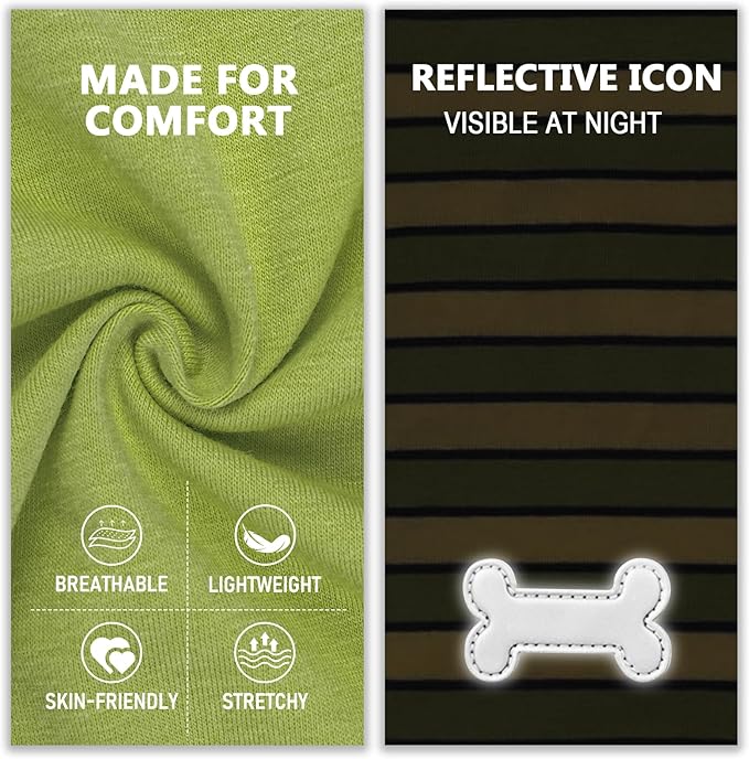 KYEESE 2Pack Dog Shirts Small Tee Soft for Small Dogs Striped T Shirt Lightweight Sleeveless Vest Cotton Tank Top Clothes, Large,Green+Striped