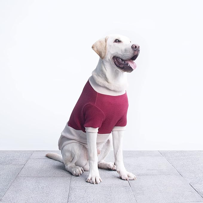 Extra Large Dog Sweaters Warm Clothes Pullover Sweatshirts for Labrador Rottweiler Great Dane, Dark Red Beige, 6X-Large