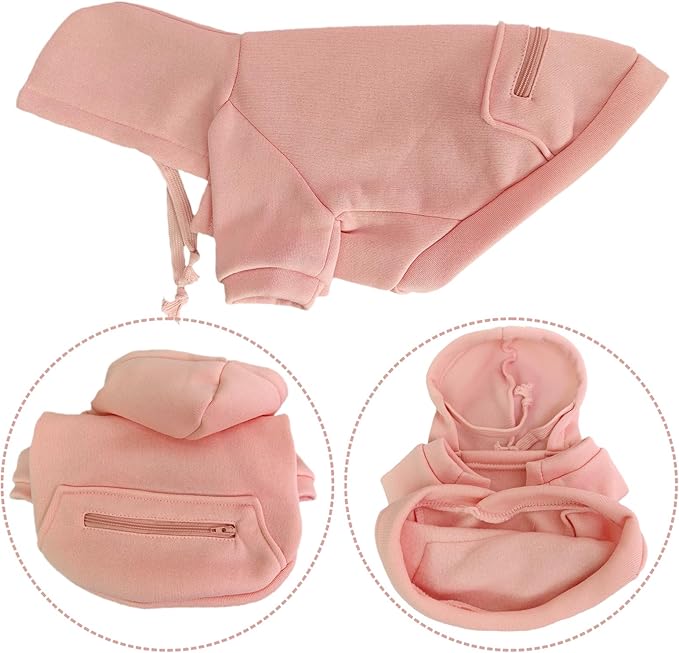 Jecikelon Pet Dog Cold Weather Coat with Pocket Winter Dog Hoodie Warm Puppy Clothes for Small Dogs Chihuahua Clothing (Pink, X-Large)