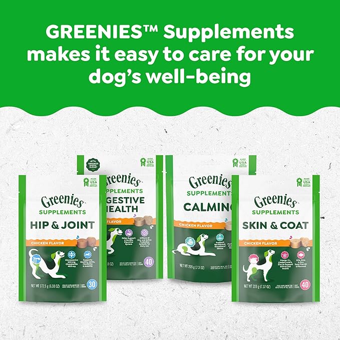 Greenies Supplements Calming Chews for Dogs Chicken Flavor, 14.7 oz. Container of 80 ct.