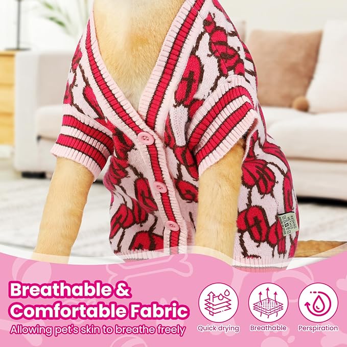 Pet Sweaters for Dogs Boys and Girls, Dynamic Letter Patterned Dog Sweater,Dog Cardigan,Pet Clothes,Pet Knitted Clothing,Fit for Different Seasons and Kinds of Dogs(Pink 3XL)