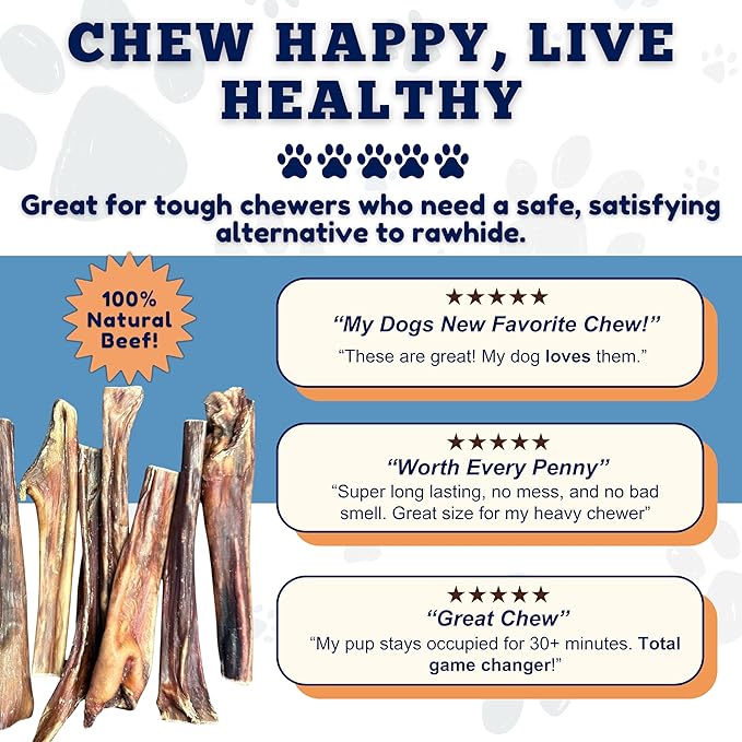 Amazing Dog Treats Gullet Sticks for Dogs- (6 Inch - 20 Count) - Jerky Chews for Dogs - Esophagus Beef Gullet