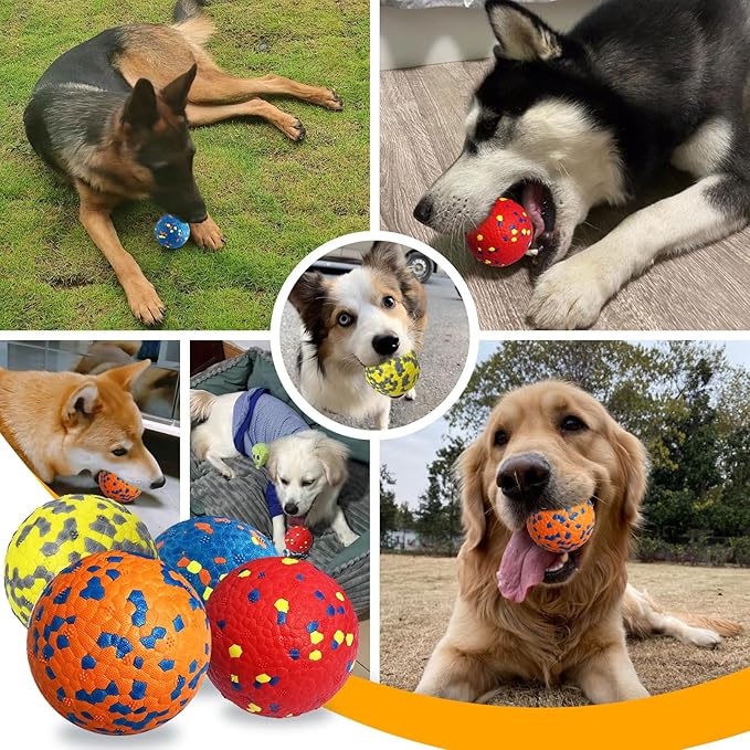 Petcare 4 Pack Dog Balls Indestructible Dog Toys for Aggressive Chewers Durable Tough Tennis Balls Toys for Medium Large Dogs Outdoor Outside Fetching Toys for Big Dogs Chew Ball