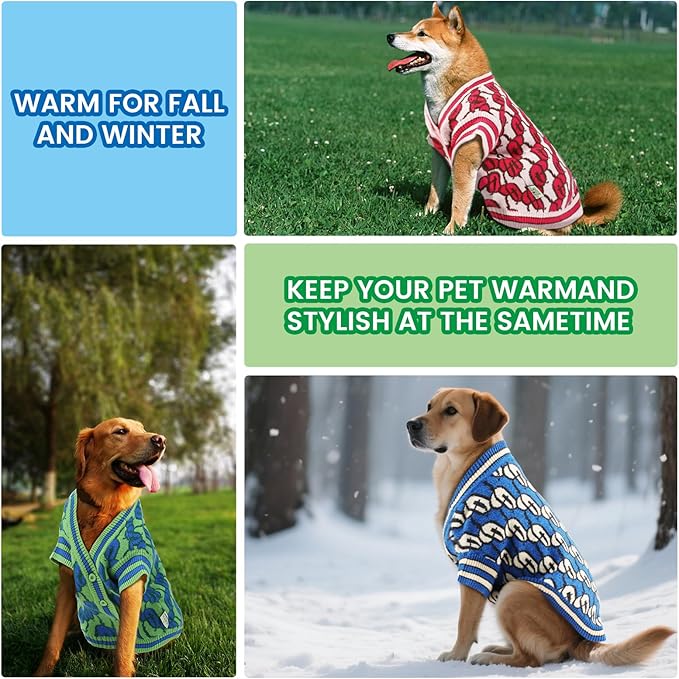 Pet Sweaters for Dogs Boys and Girls, Dynamic Letter Patterned Dog Sweater,Dog Cardigan,Pet Clothes,Pet Knitted Clothing,Fit for Different Seasons and Kinds of Dogs (Blue S)