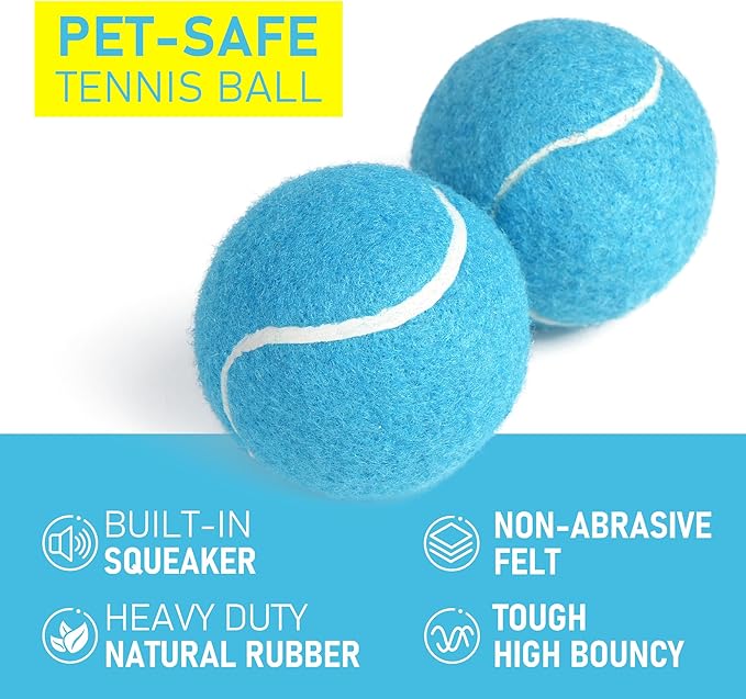 PrimePets Dog Squeaky Toys Bulk 12 Pack, 2.5 Inch Tennis Balls, Small Rubber Toy for Dogs, 4 Assorted Colors - Durable Puppy Toys for Indoor Outdoor Play, Small & Medium Dog Supplies