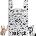 T Shirt Bags - Paw Print Bags - 100 Pack - Thank You Shopping Bag Cat or Dog Paw Print Design Plastic T-Shirt Bag 22" L x 12" W x 7"