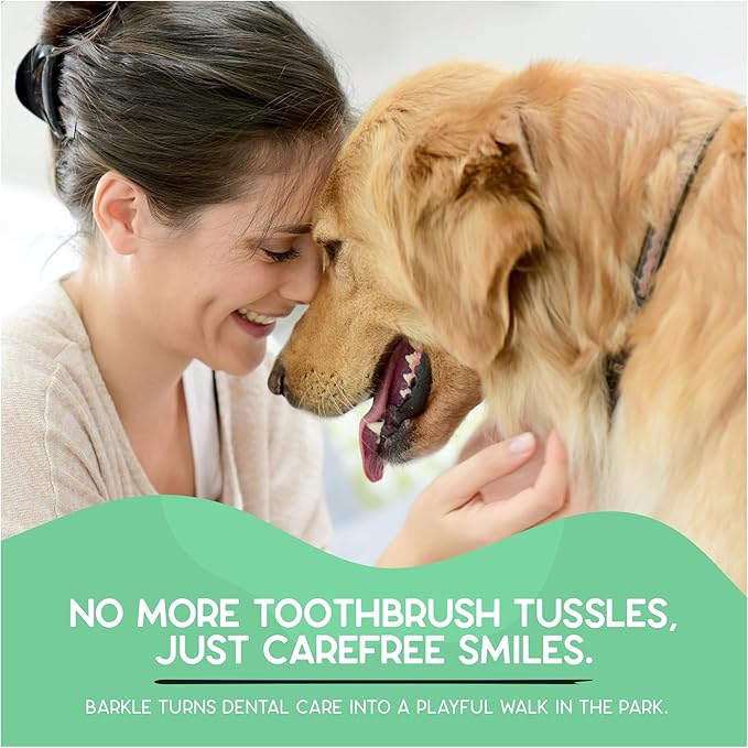 Barkle Vet Approved Dog Teeth Cleaning Toothpaste & Tooth Brushing Kit | Eliminate Plaque, Tartar & Bad Breath | Mint Dog Breath Freshener Gel | Puppy & Small Breed Safe | Free Finger Brush (60 Days)