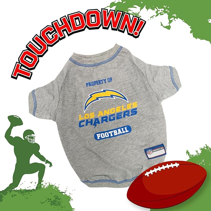 NFL Los Angeles Chargers Dog T-shirt Large. - Licensed Shirt for Pets Team Colored with Team Logos- Premium Stretchable Materials for the comfort of your Dog & Cat