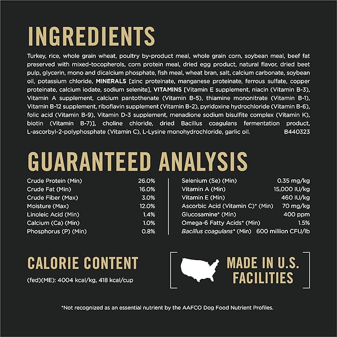 Purina Pro Plan Complete Essentials Shredded Blend Turkey and Rice Dog Food Dry Formula with Probiotics for Dogs - 15 lb. Bag