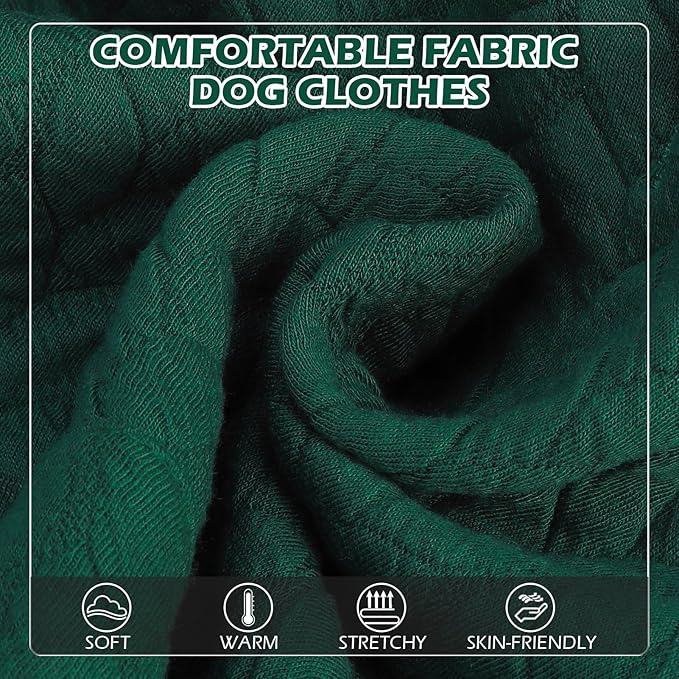 EXPAWLORER Textured Cable Knit Basic Dog Hoodie, Elevated Style Dog Sweater with Leash Hole and Pocket, Soft and Warm Pet Winter Coat, Cold Weather Clothes for Small Medium Large Dogs Cats,Green S