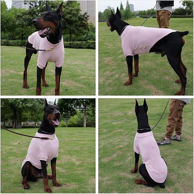 Lovelonglong Ribbed Dog T-Shirt Cotton Knitted Dog Sweaters for All Season Pet T-Shirts for Large Medium Small Dogs Light Pink 3XL