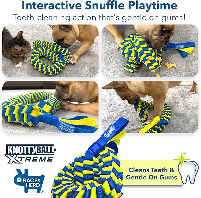 Race&Herd KnottyBall Xtreme Snuffle Ball - Interactive Dog Puzzle Toy for Small Dogs, Stimulating Dog Toys for Boredom, Treat Puzzle Toys for Dogs Enrichment, Snuffle Treat Dispensing Smart Dog Toys