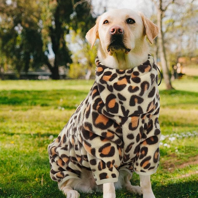 ROZKITCH Full Body Dog Sweater, Pet Windproof Warm Cold Weather Jacket Vest with Luminous Zipper, Jumpsuit Apparel Outfit Clothes for Small Medium Large Dog Brown 2XL