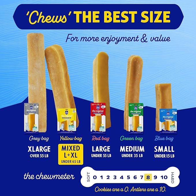 Himalayan Dog Chew Original Yak Cheese Dog Chews, The Better-For-You Chew, 100% Natural, Long Lasting, Healthy Safe Dog Treats, Lactose & Grain Free, Protein Rich, For Dogs 65 Lbs & Smaller, 2-Count