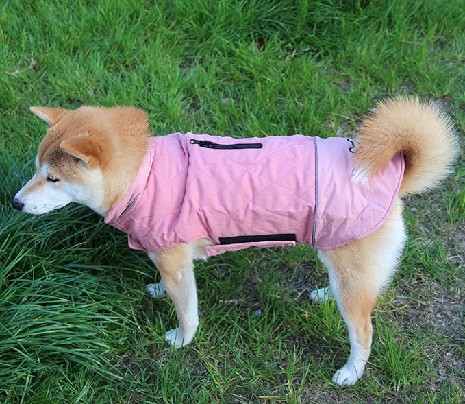 Reversible Dog Coats for Medium Dogs Waterproof Warm Puppy Jacket for Cold Winter,Pink M