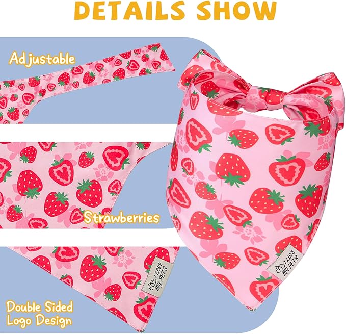 SCENEREAL Summer Dog Bandana, Double Side Dog Scarf for Small Medium Large Dogs Cats Puppy,Holiday Bandanas for Dogs Boys Girls, Premium & Soft Fabric Pet Accessories for Birthday Party Days, (Size M)
