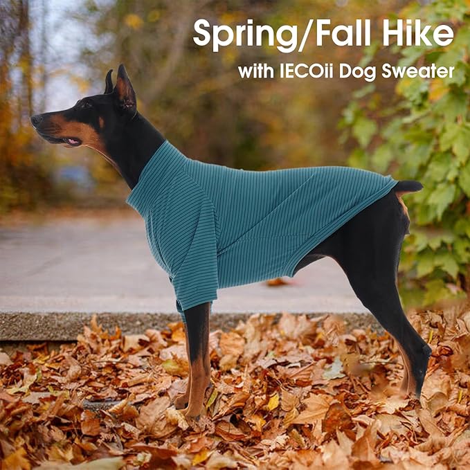 IECOii 2 Pack XXXL Dog Fleece Sweater for Extra Large Dogs, Warm Dog Turtleneck with Stretch for Doberman Sweater, Fall Winter Pullover Dogs Sweatshirt with Sleeve, Outdoor Sweaters for Walking, 3XL