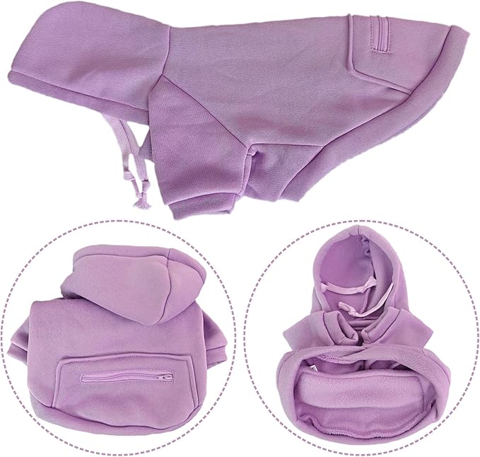 Jecikelon Pet Dog Cold Weather Coat with Pocket Winter Dog Hoodie Warm Puppy Clothes for Small Dogs Chihuahua Clothing (Purple, X-Small)